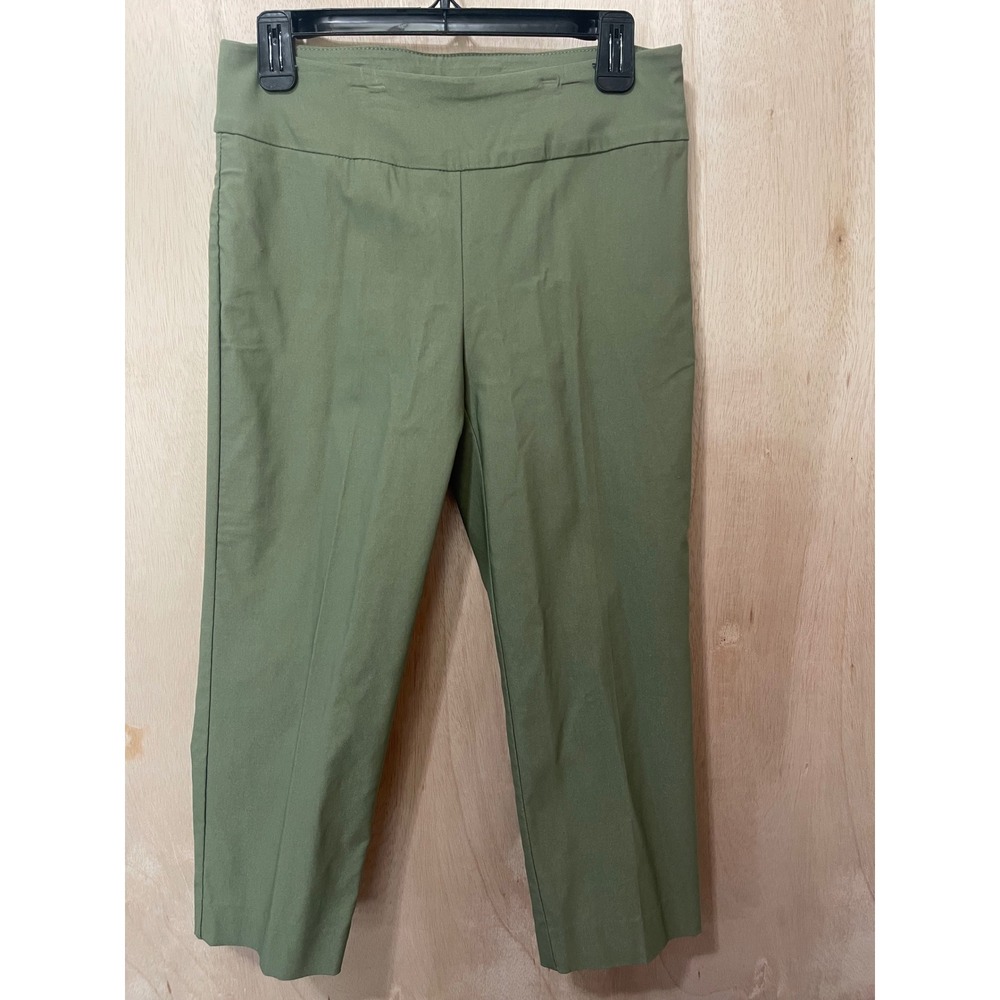 New Directions Womens Olive Green Pull On Capri Pants Size 6 Cropped Trousers